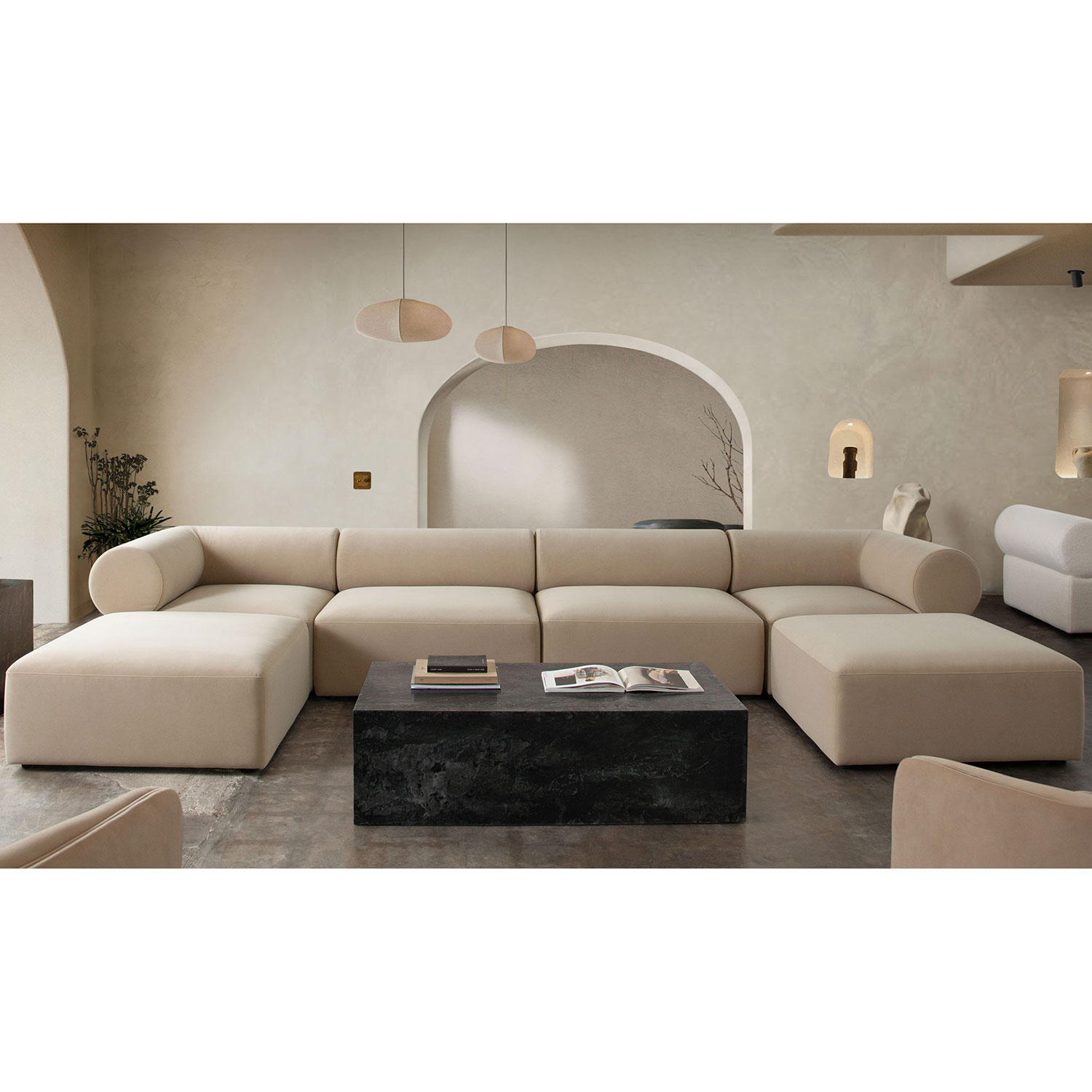 Diamond Sofa Zia Performance Velvet Fabric Ottoman - Light Camel