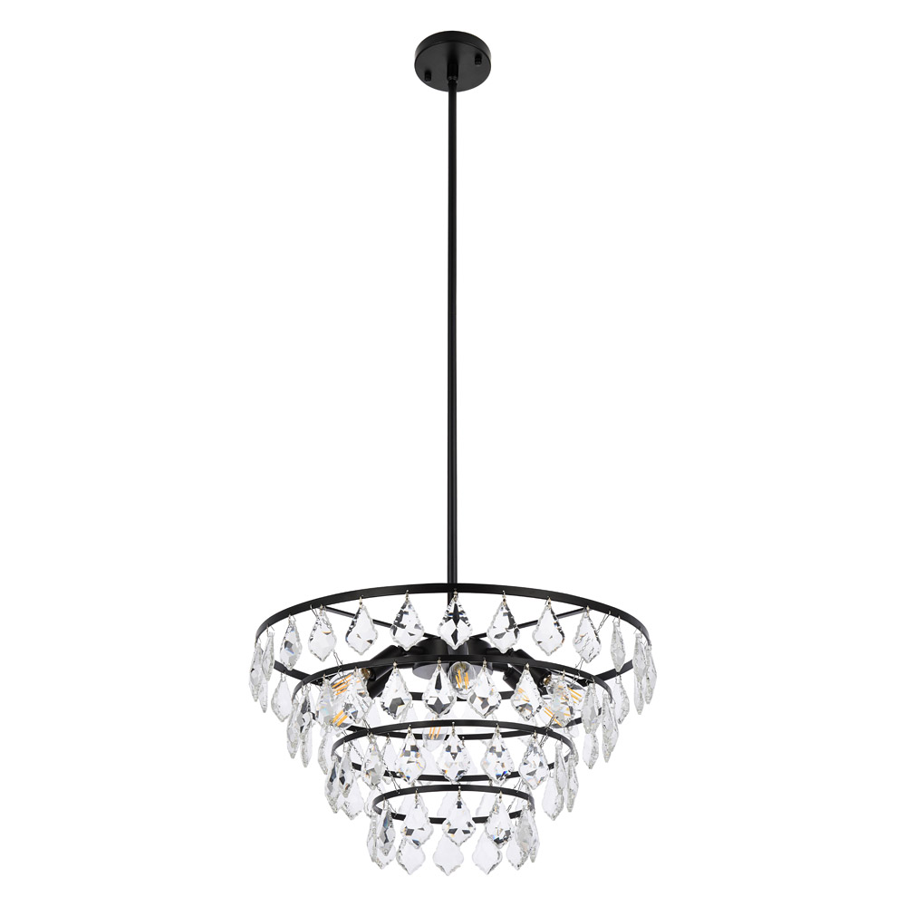 Elegant Pendant Light - Black, L 20" (1101D20BK)