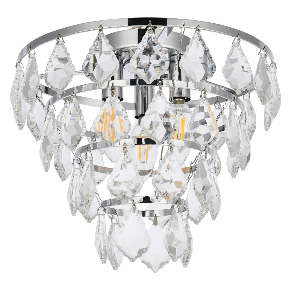 Elegant Flush Mount Light - Chrome, L 12" (1101F12C)