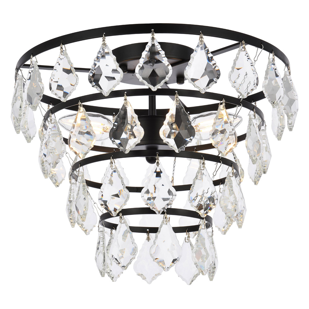 Elegant Flush Mount Light - Black, L 14" (1101F14BK)