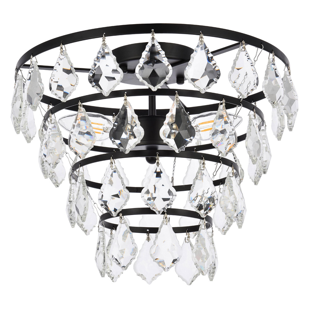Elegant Flush Mount Light - Black, L 14" (1101F14BK)