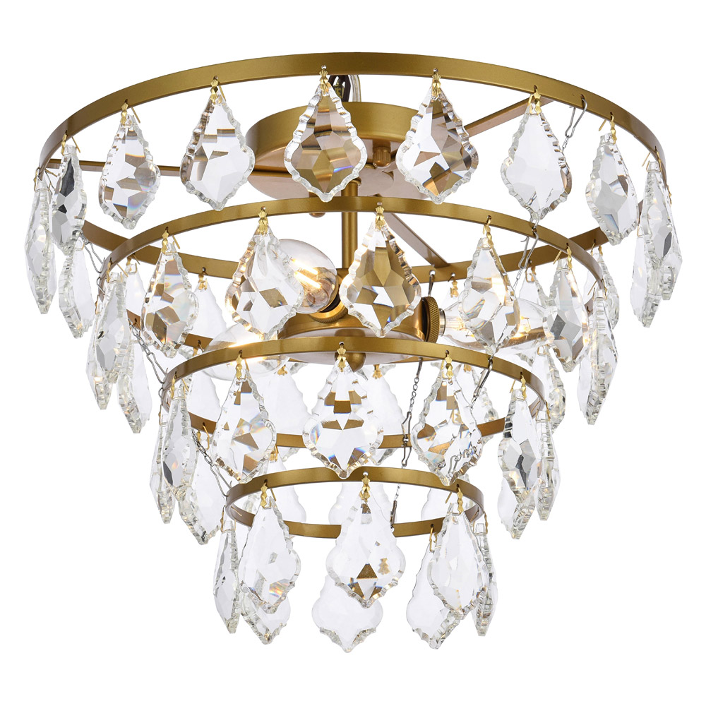 Elegant Flush Mount Light - Brass, L 14" (1101F14BR)