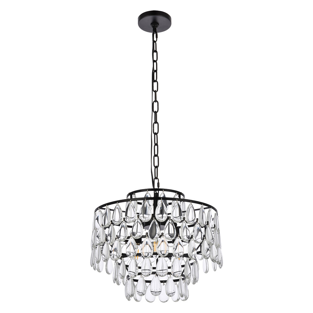 Elegant Pendant Light - Black, L 16" (1102D16BK)