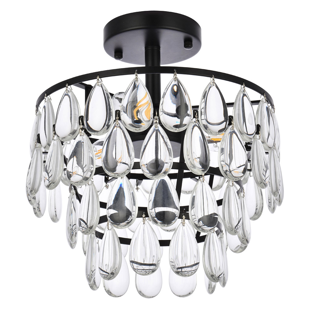 Elegant Flush Mount Light - Black, L 12" (1103F12BK)