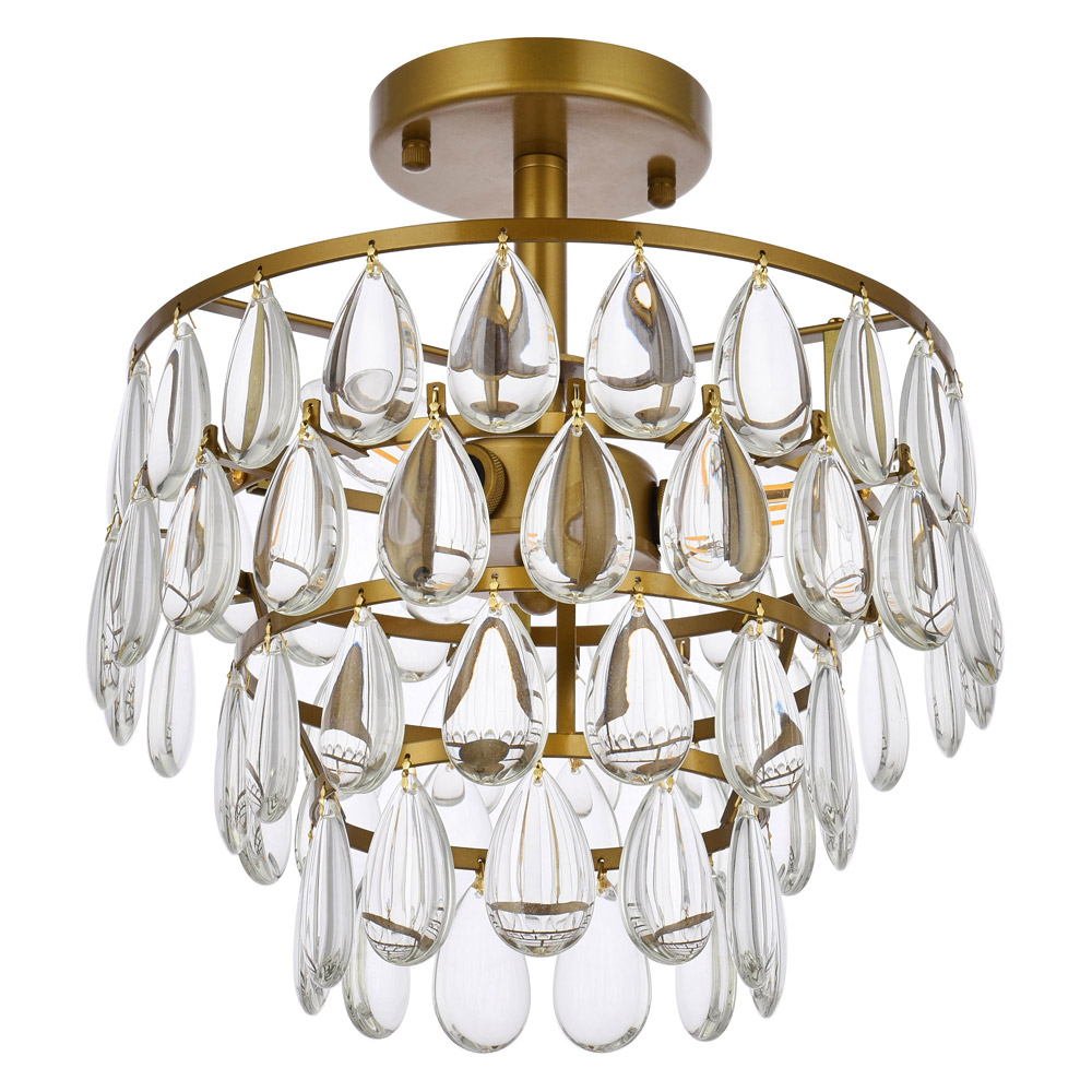 Elegant Flush Mount Light - Brass, L 12" (1103F12BR)
