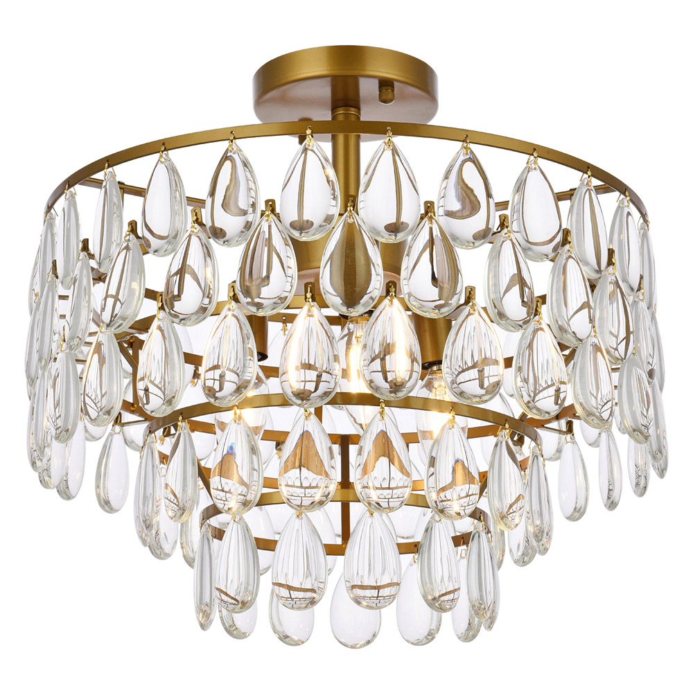 Elegant Flush Mount Light - Brass, L 16" (1103F16BR)