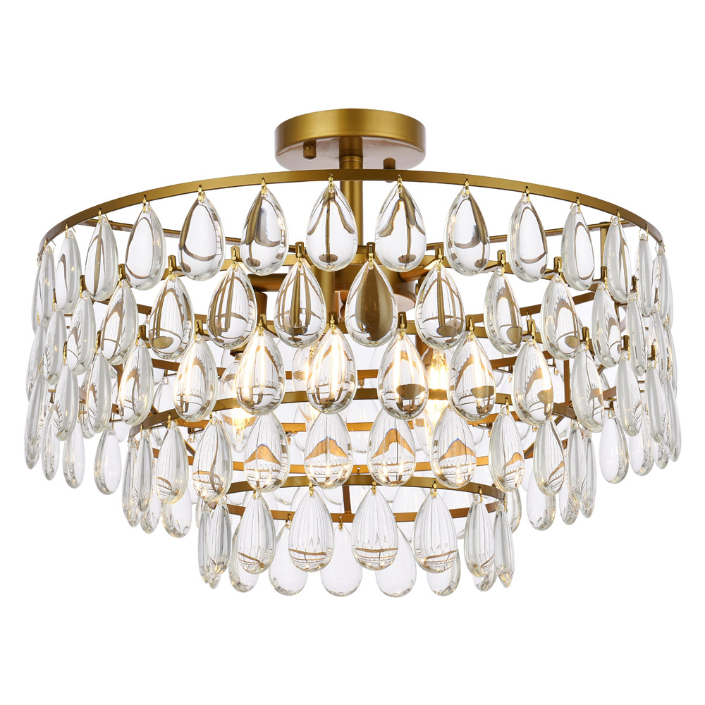 Elegant Flush Mount Light - Brass, L 20" (1103F20BR)