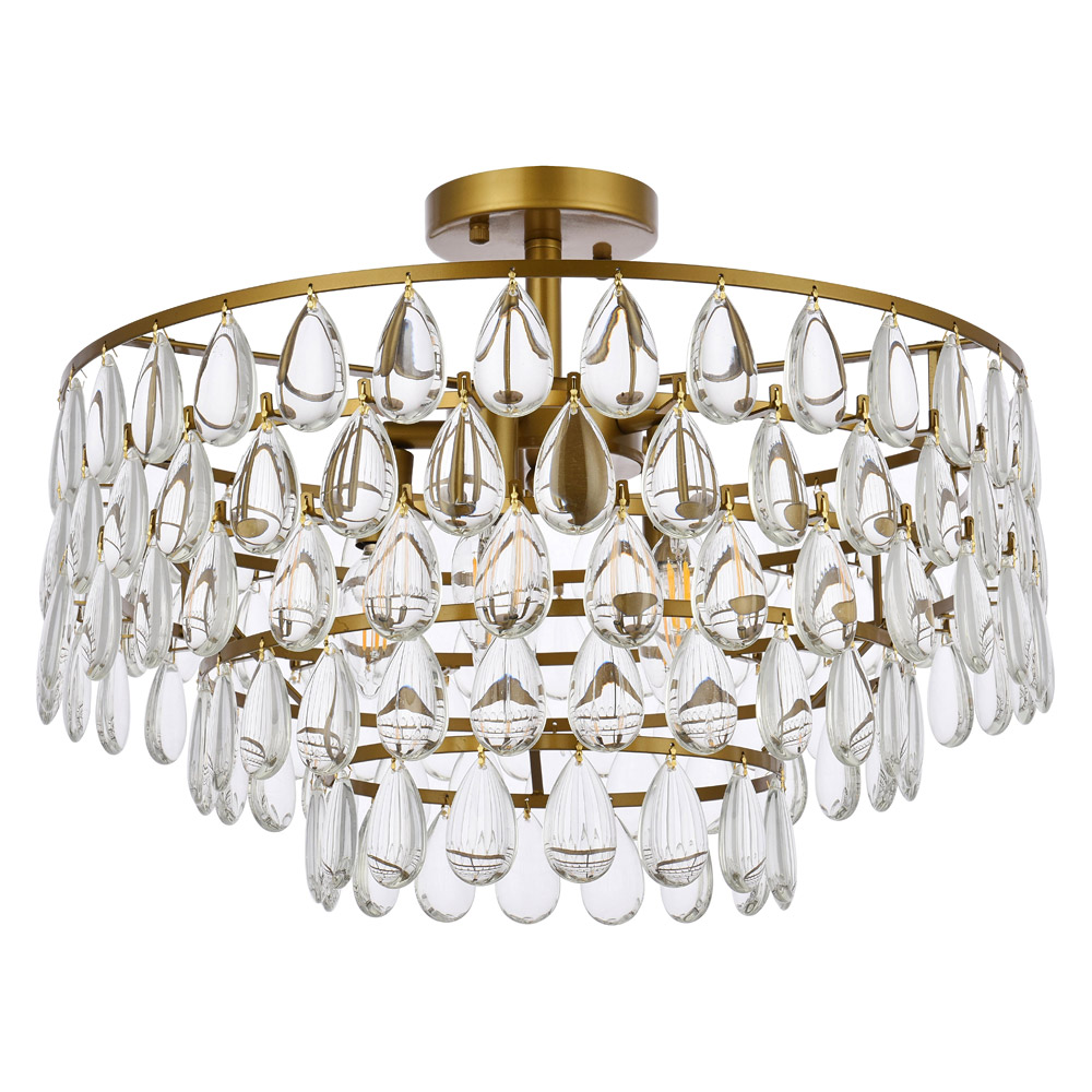 Elegant Flush Mount Light - Brass, L 20" (1103F20BR)