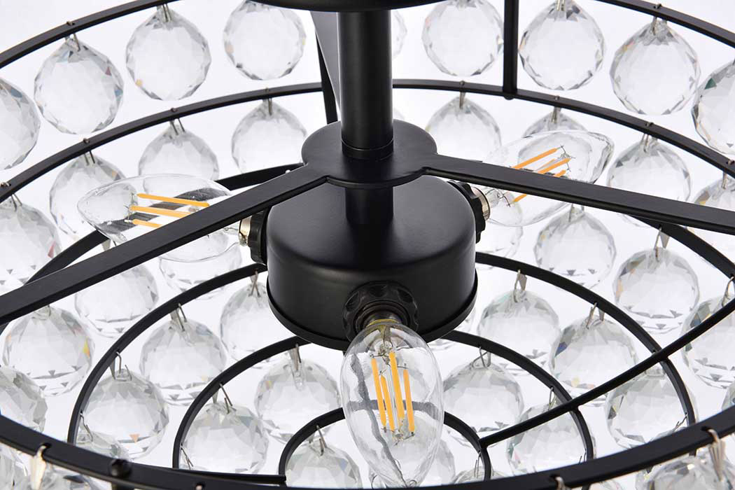 Elegant Flush Mount Light - Black, L 16" (1107F16BK)