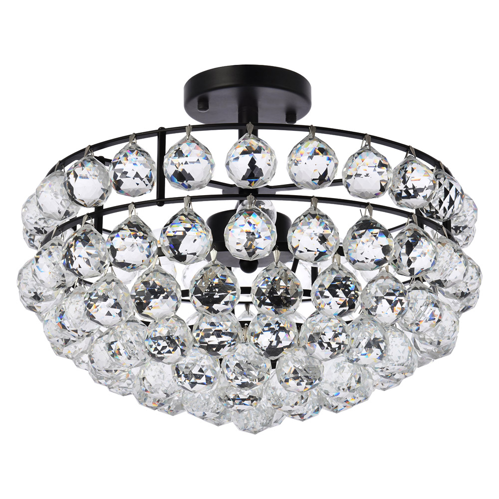 Elegant Flush Mount Light - Black, L 16" (1107F16BK)