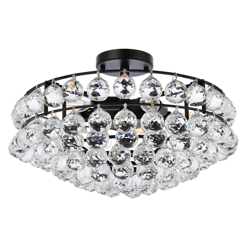 Elegant Flush Mount Light - Black, L 18" (1107F18BK)