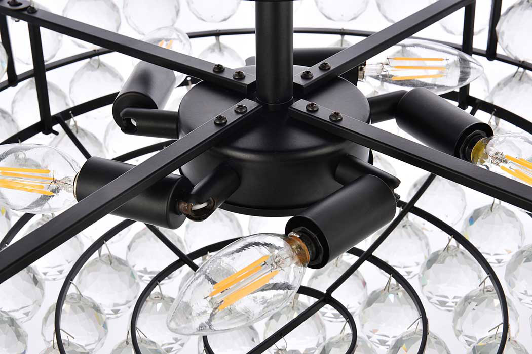 Elegant Flush Mount Light - Black, L 20" (1107F20BK)