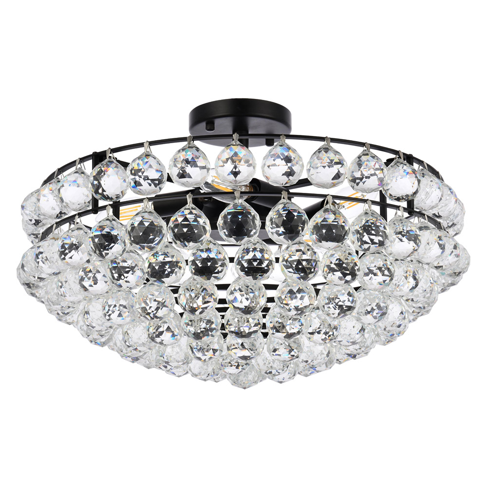 Elegant Flush Mount Light - Black, L 20" (1107F20BK)