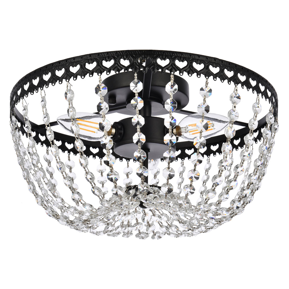 Elegant Flush Mount Light - Black, L 12" (1112F12BK)