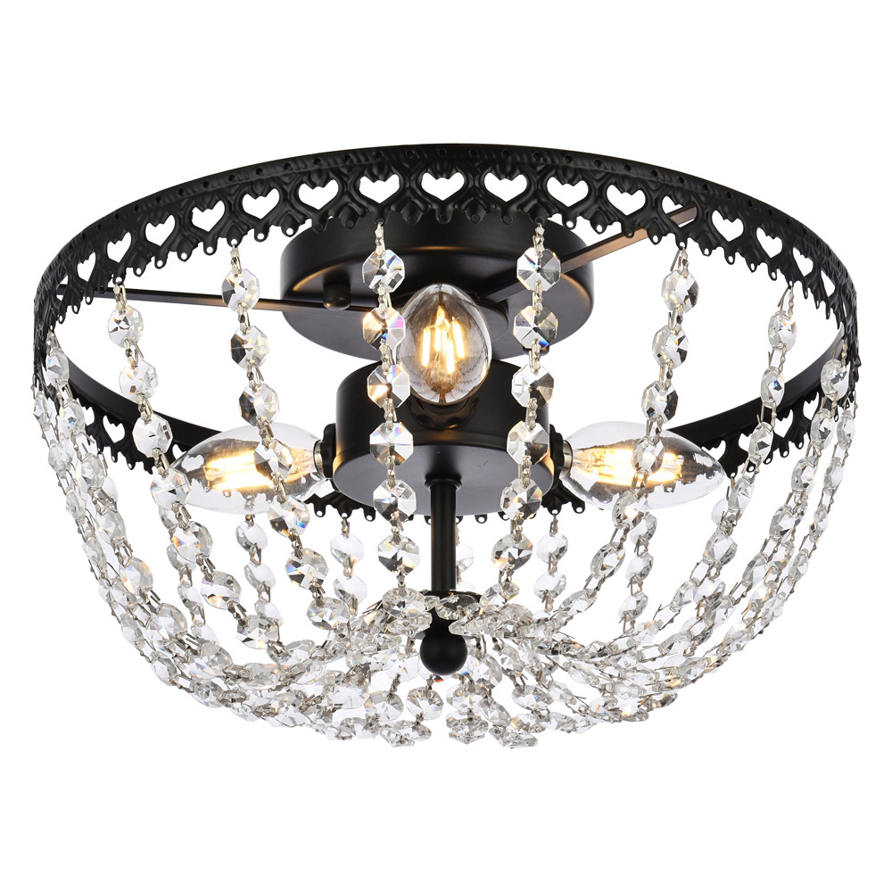 Elegant Flush Mount Light - Black, L 14" (1112F14BK)