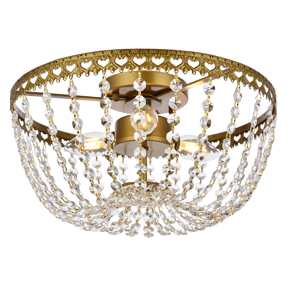 Elegant Flush Mount Light - Brass, L 14" (1112F14BR)