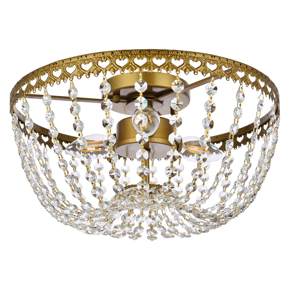 Elegant Flush Mount Light - Brass, L 14" (1112F14BR)