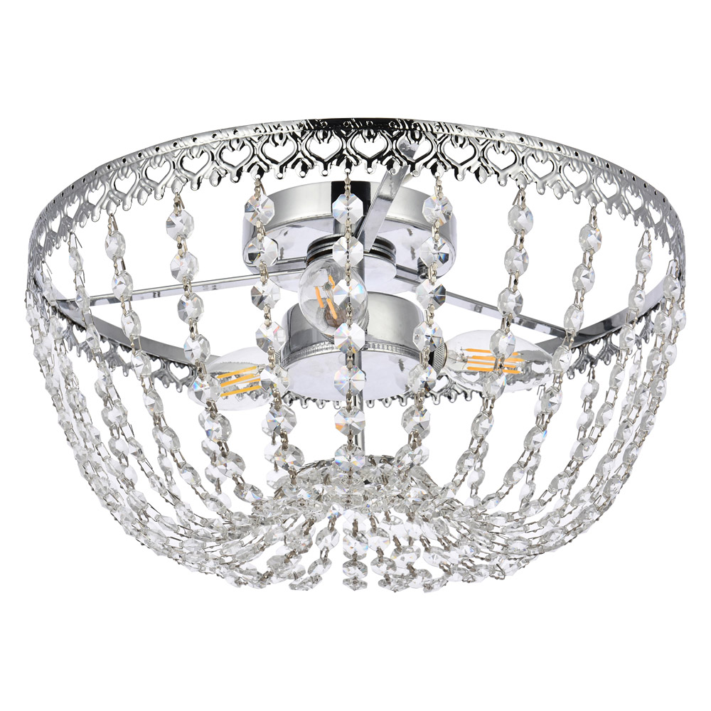Elegant Flush Mount Light - Chrome, L 14" (1112F14C)