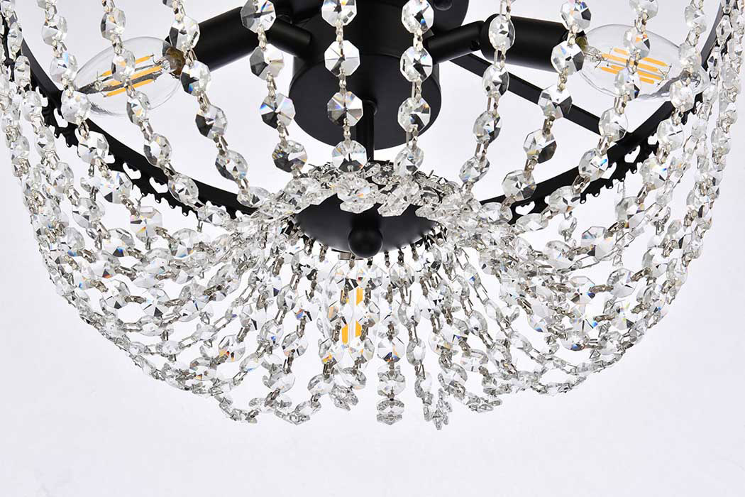 Elegant Flush Mount Light - Black, L 16" (1112F16BK)