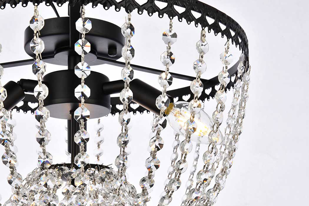 Elegant Flush Mount Light - Black, L 16" (1112F16BK)