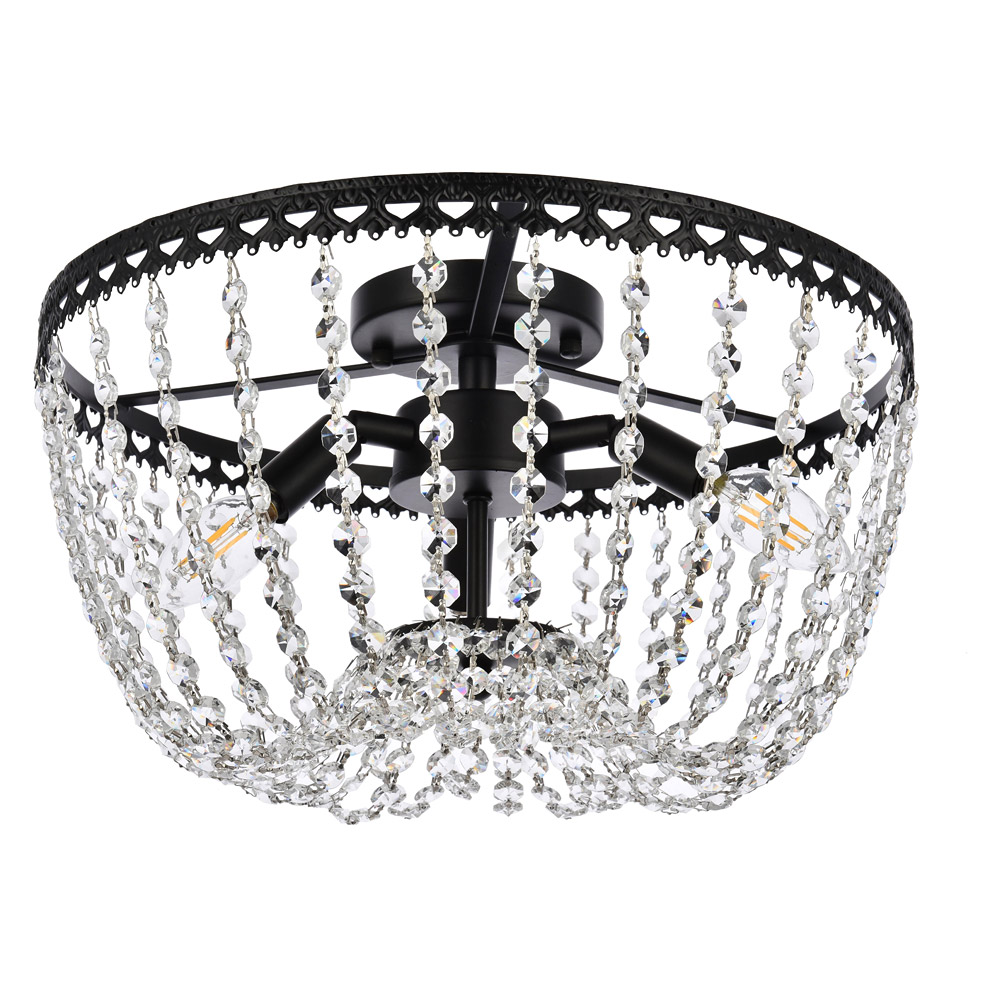 Elegant Flush Mount Light - Black, L 16" (1112F16BK)