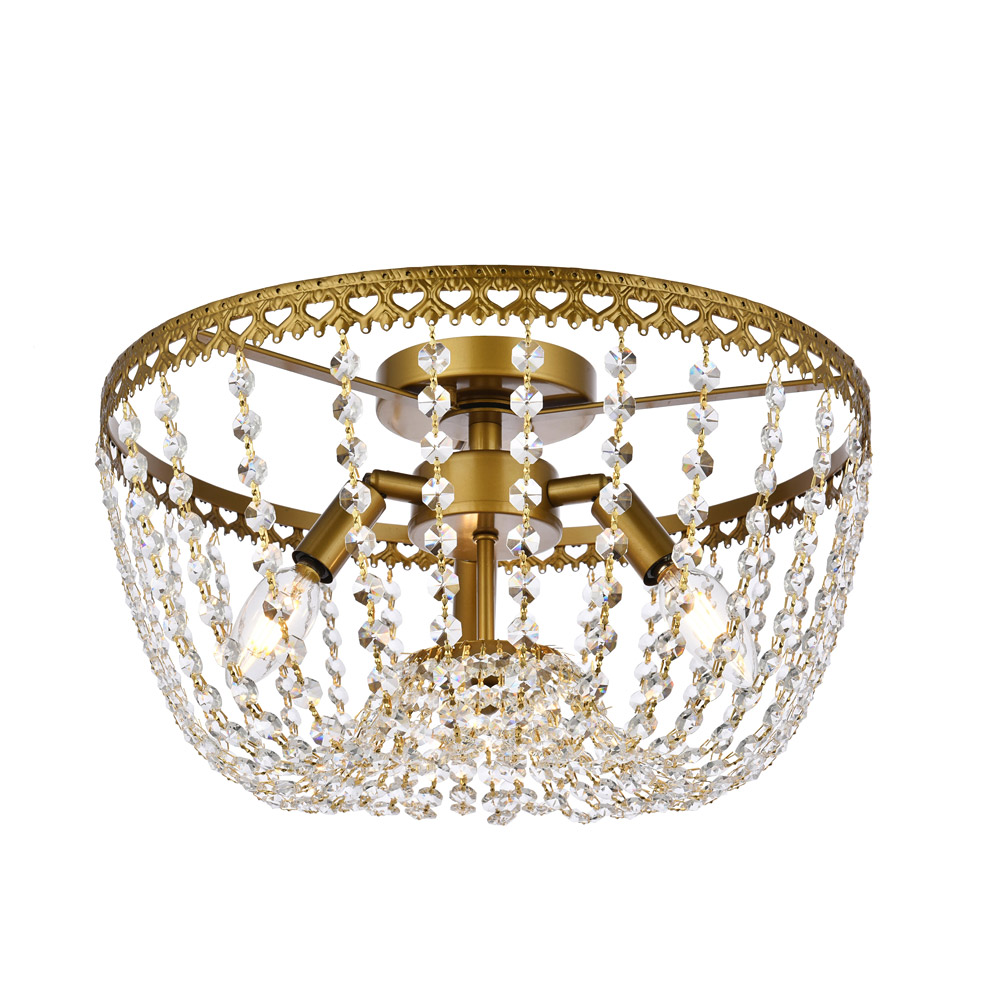 Elegant Flush Mount Light - Brass, L 16" (1112F16BR)