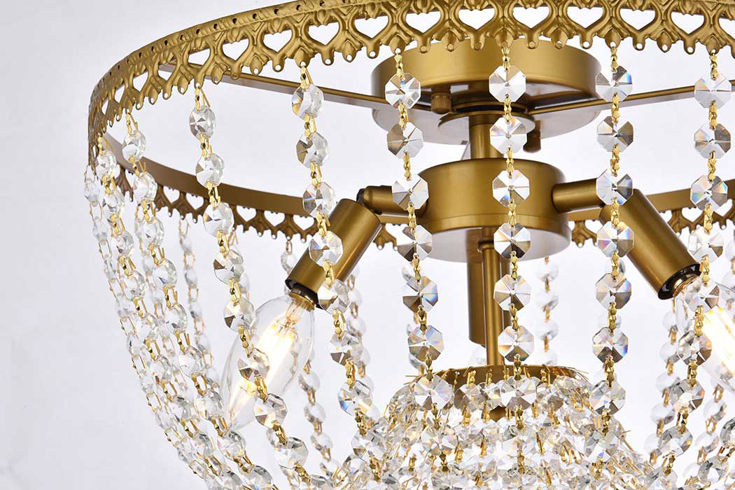 Elegant Flush Mount Light - Brass, L 16" (1112F16BR)