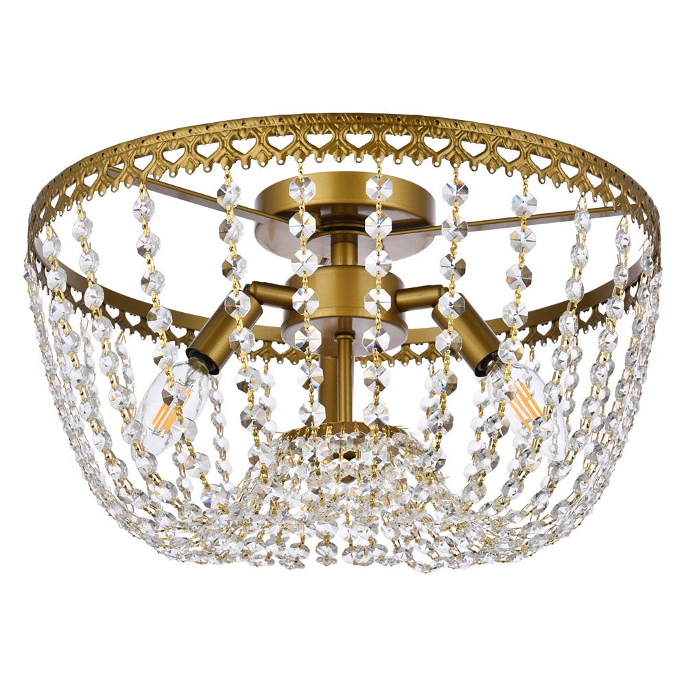 Elegant Flush Mount Light - Brass, L 16" (1112F16BR)