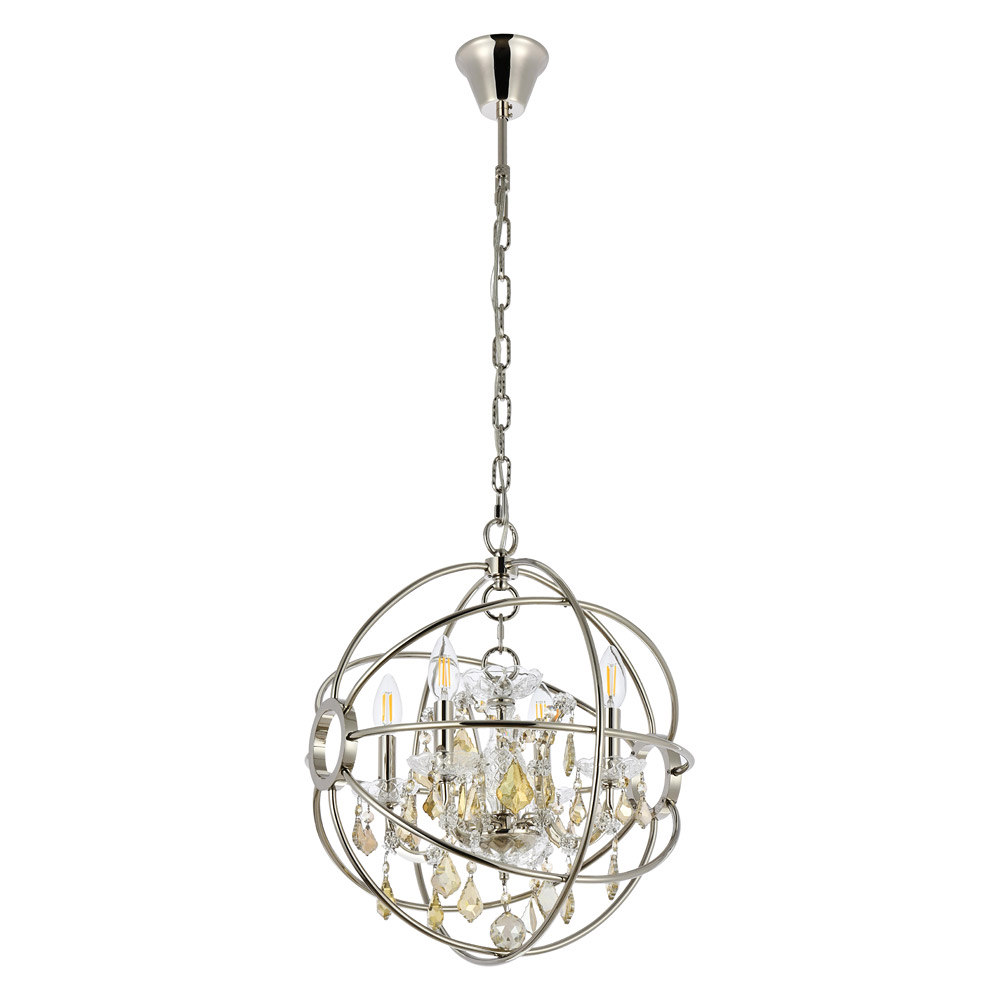 Elegant Urban Classic Geneva Collection Pendant Lamp - Polished Nickel/Gold, L 17" (1130D17PN-GT-RC)
