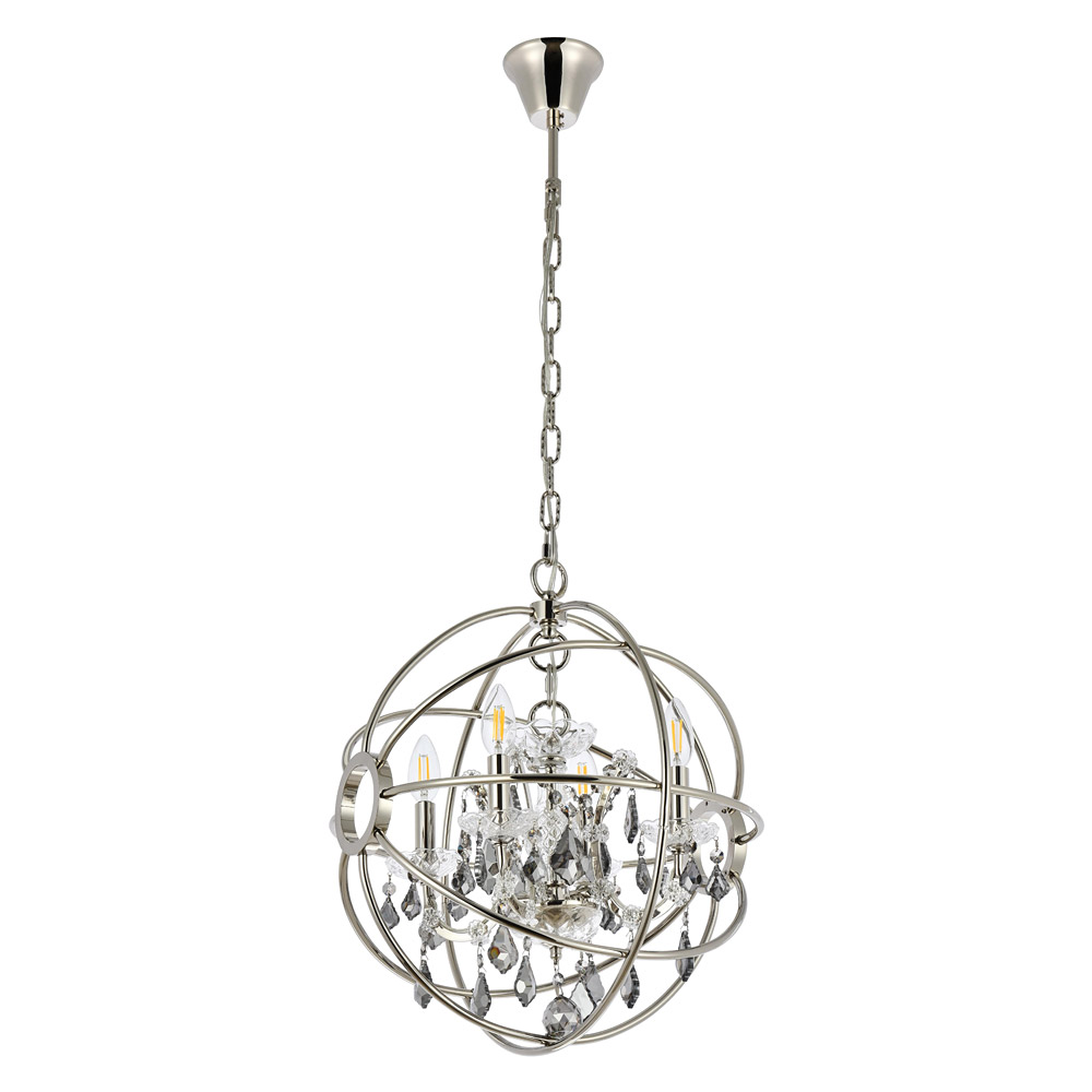 Elegant Urban Classic Geneva Collection Pendant Lamp - Polished Nickel/Silver, L 17" (1130D17PN-SS-RC)