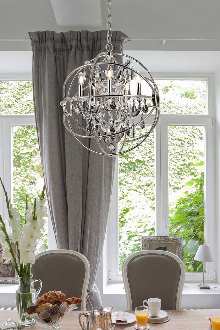 Elegant Urban Classic Geneva Collection Pendant Lamp - Polished Nickel/Silver, L 20" (1130D20PN-SS-RC)