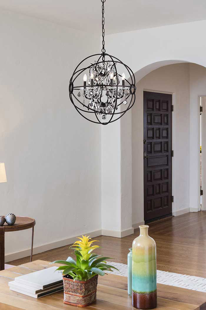 Elegant Urban Classic Geneva Collection Pendant Lamp - Dark Bronze/Silver, L 25" (1130D25DB-SS-RC)