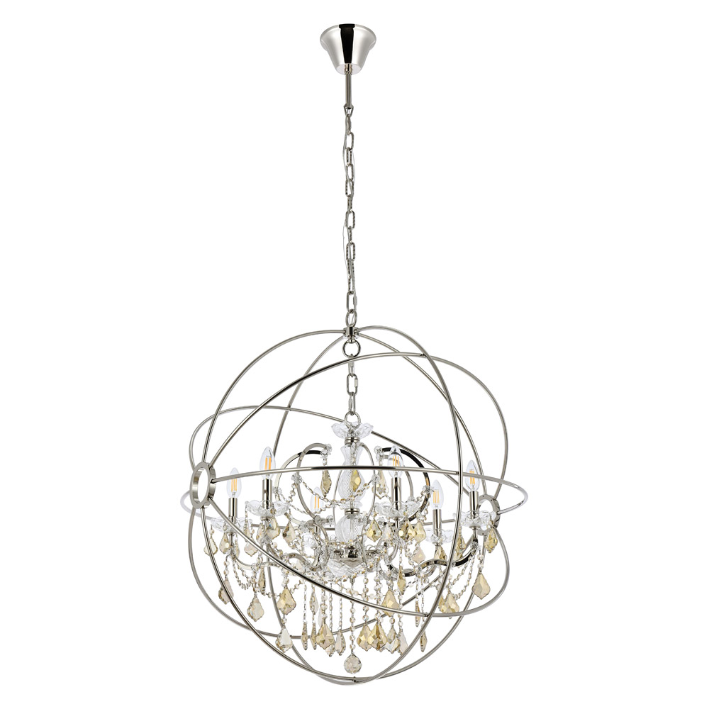 Elegant Urban Classic Geneva Collection Pendant Lamp - Polished Nickel/Gold, L 32" (1130D32PN-GT-RC)