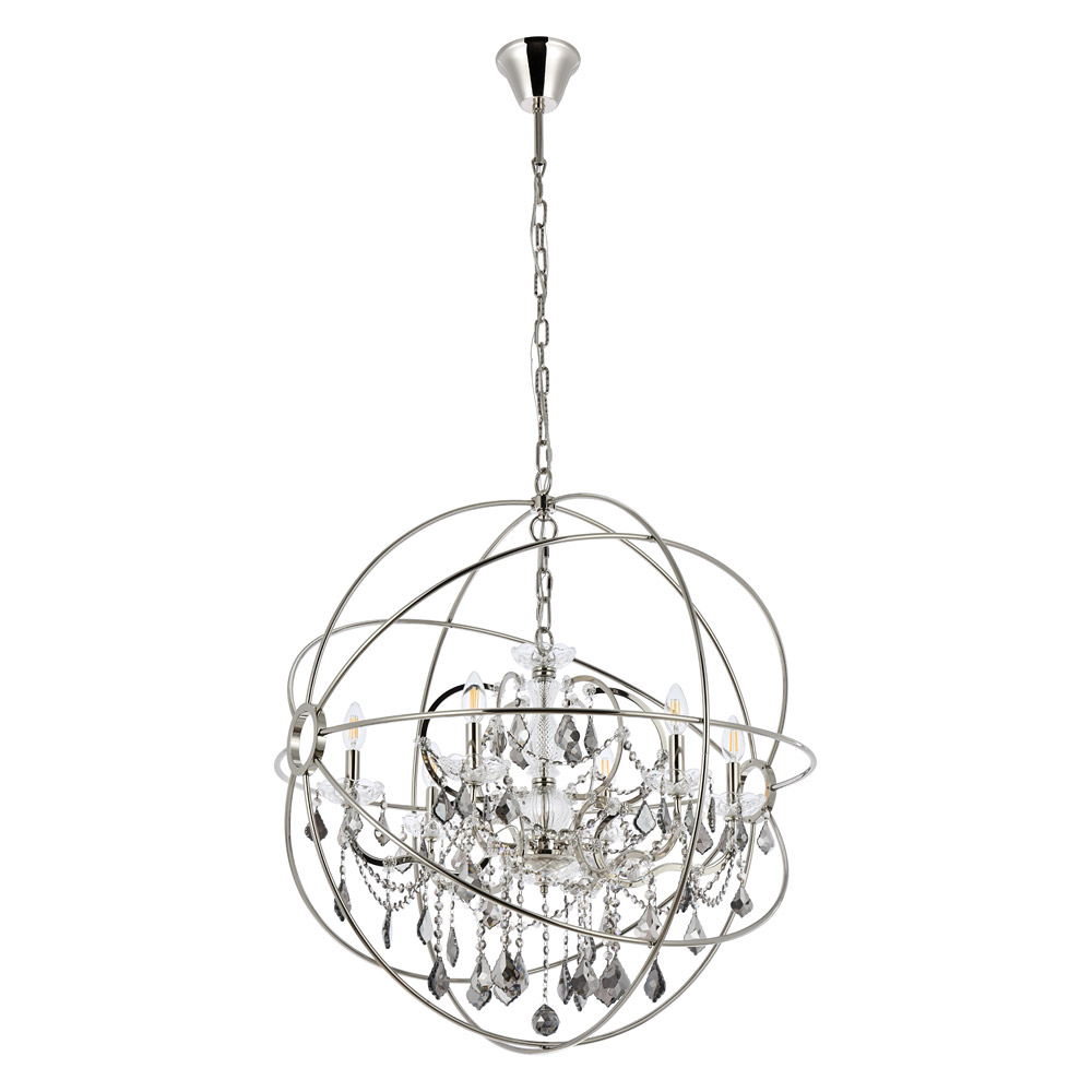 Elegant Urban Classic Geneva Collection Pendant Lamp - Polished Nickel/Silver, L 32" (1130D32PN-SS-RC)
