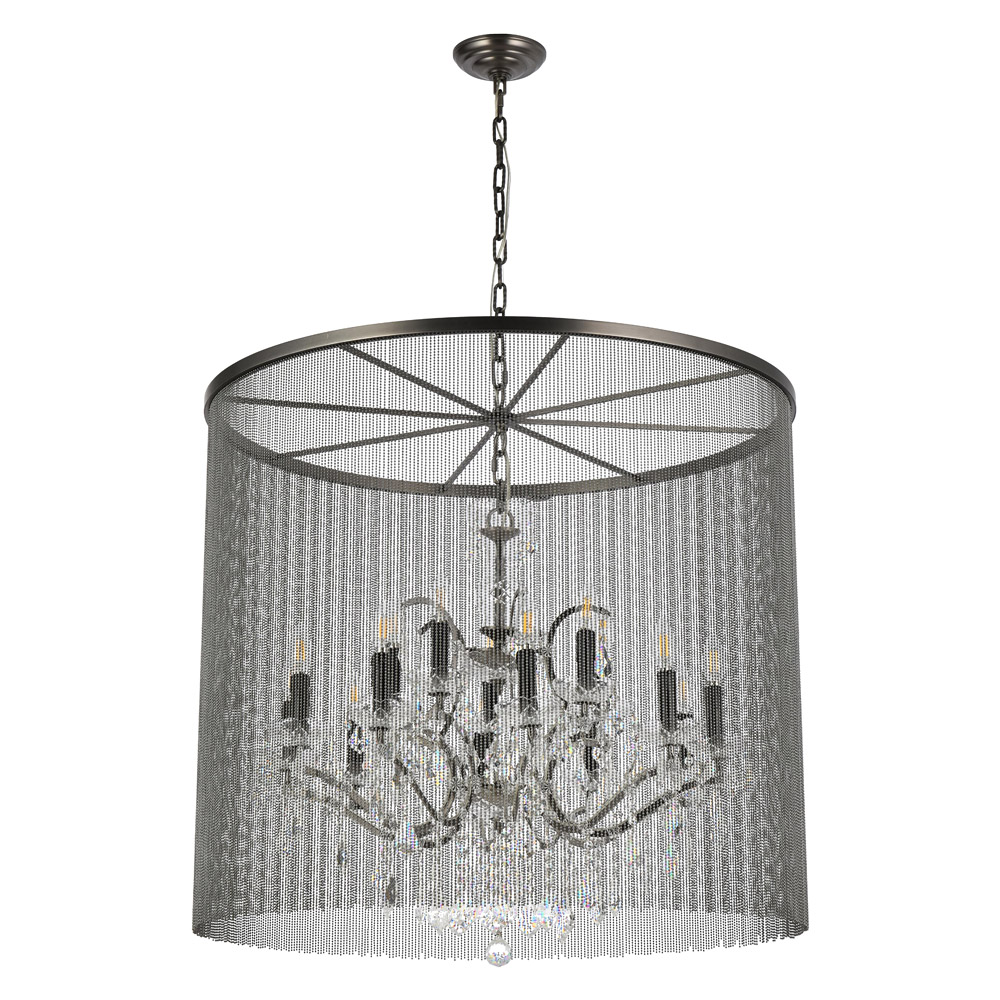 Elegant Vaille Crystal 15 Light Chandelier - Matte Black, L 36" (1131D36MB-RC)