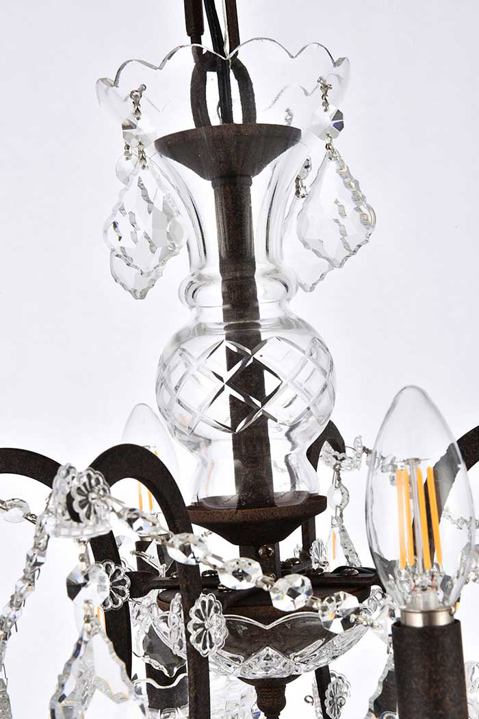 Elegant Rococo 5 Light Chandelier - Rustic Intent, L 26" (1138D26RI-RC)