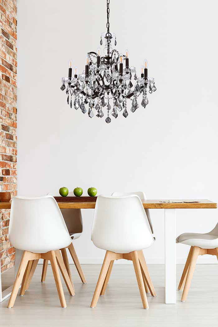 Elegant Rococo 5 Light Chandelier - Rustic Intent/Silver, L 26" (1138D26RI-SS-RC)