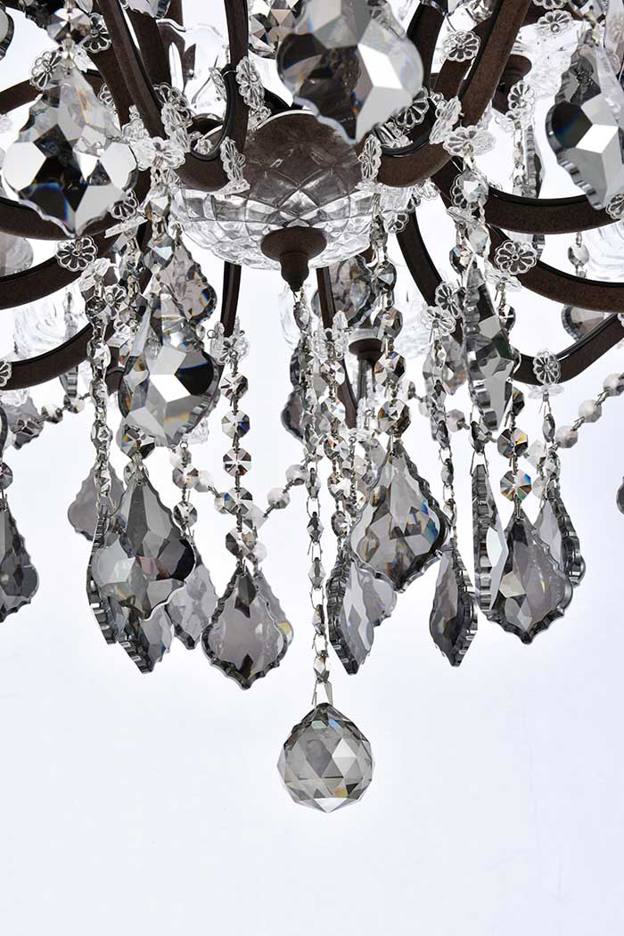 Elegant Rococo 5 Light Chandelier - Rustic Intent/Silver, L 30" (1138D30RI-SS-RC)