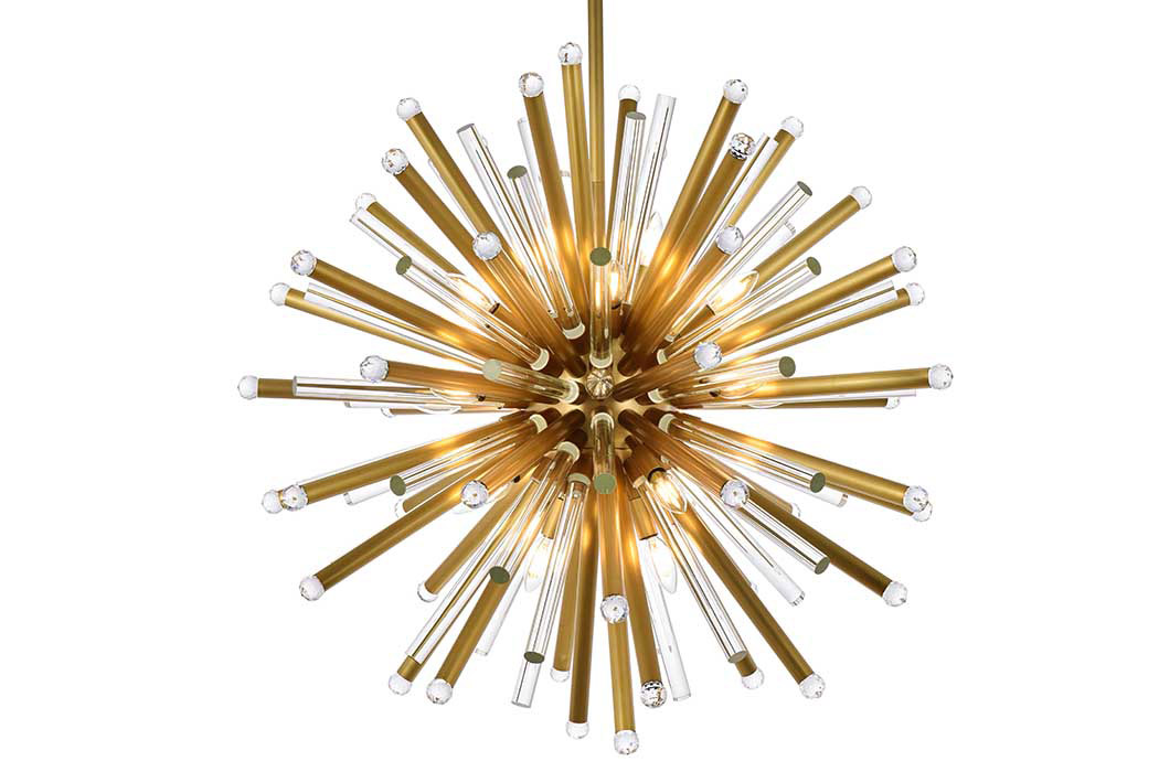 Elegant Chandelier - Burnished Brass, L 36" (1141G36BB)