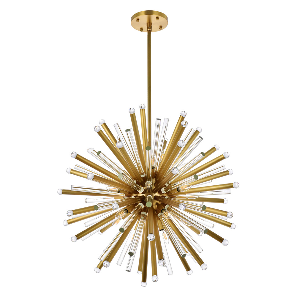 Elegant Chandelier - Burnished Brass, L 36" (1141G36BB)