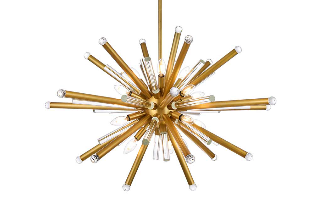 Elegant Chandelier - Burnished Brass, L 38" (1141G38BB)