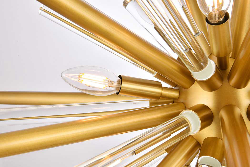 Elegant Chandelier - Burnished Brass, L 38" (1141G38BB)