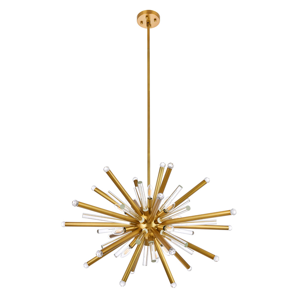 Elegant Chandelier - Burnished Brass, L 38" (1141G38BB)