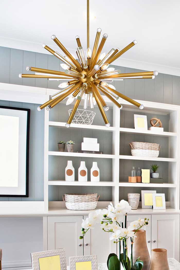 Elegant Chandelier - Burnished Brass, L 38" (1141G38BB)