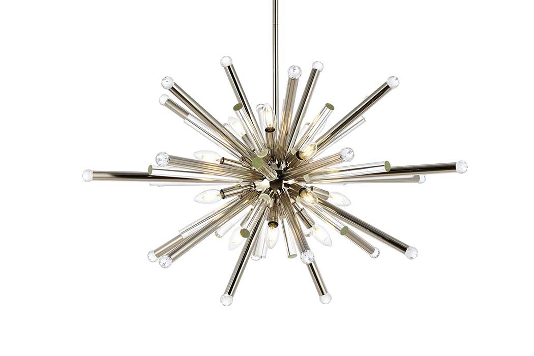 Elegant Chandelier - Polished Nickel, L 38" (1141G38PN)