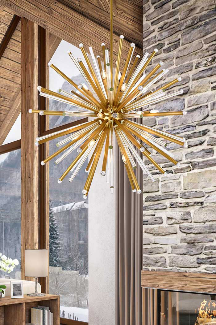 Elegant Chandelier - Burnished Brass, L 48" (1141G48BB)