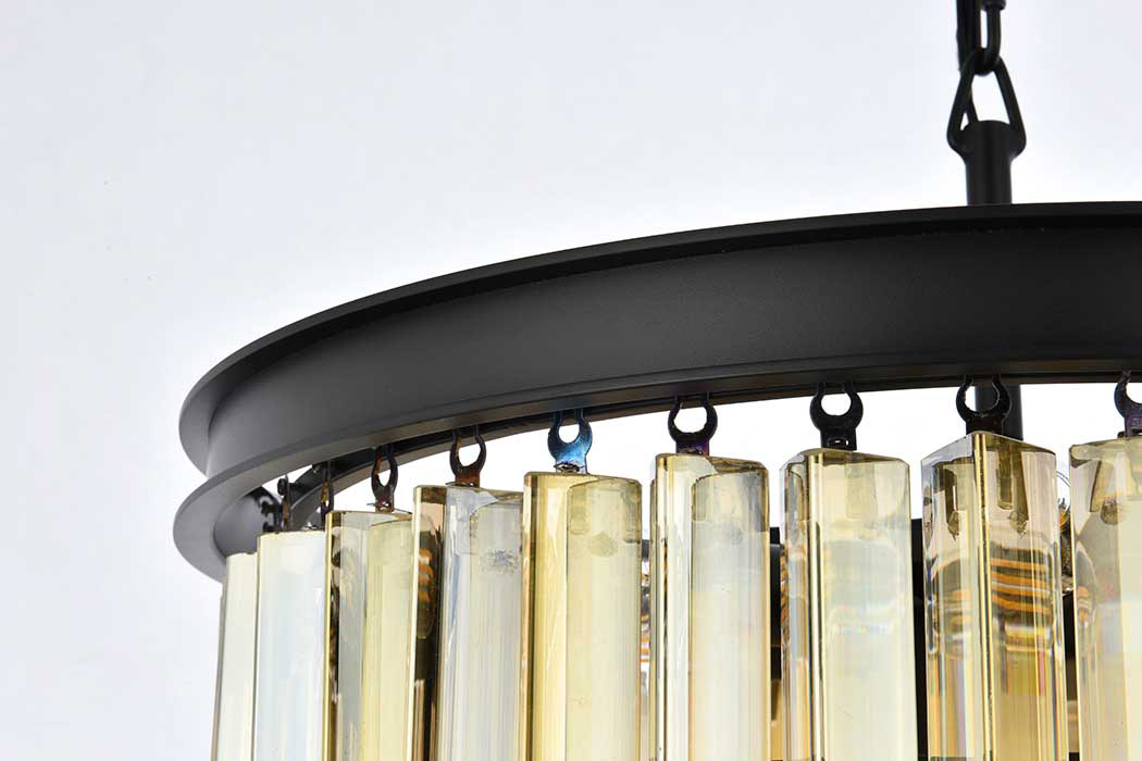 Elegant Urban Classic Sydney Collection Pendant Lamp - Matte Black/Gold, L 20" (1201D20MB-GT-RC)