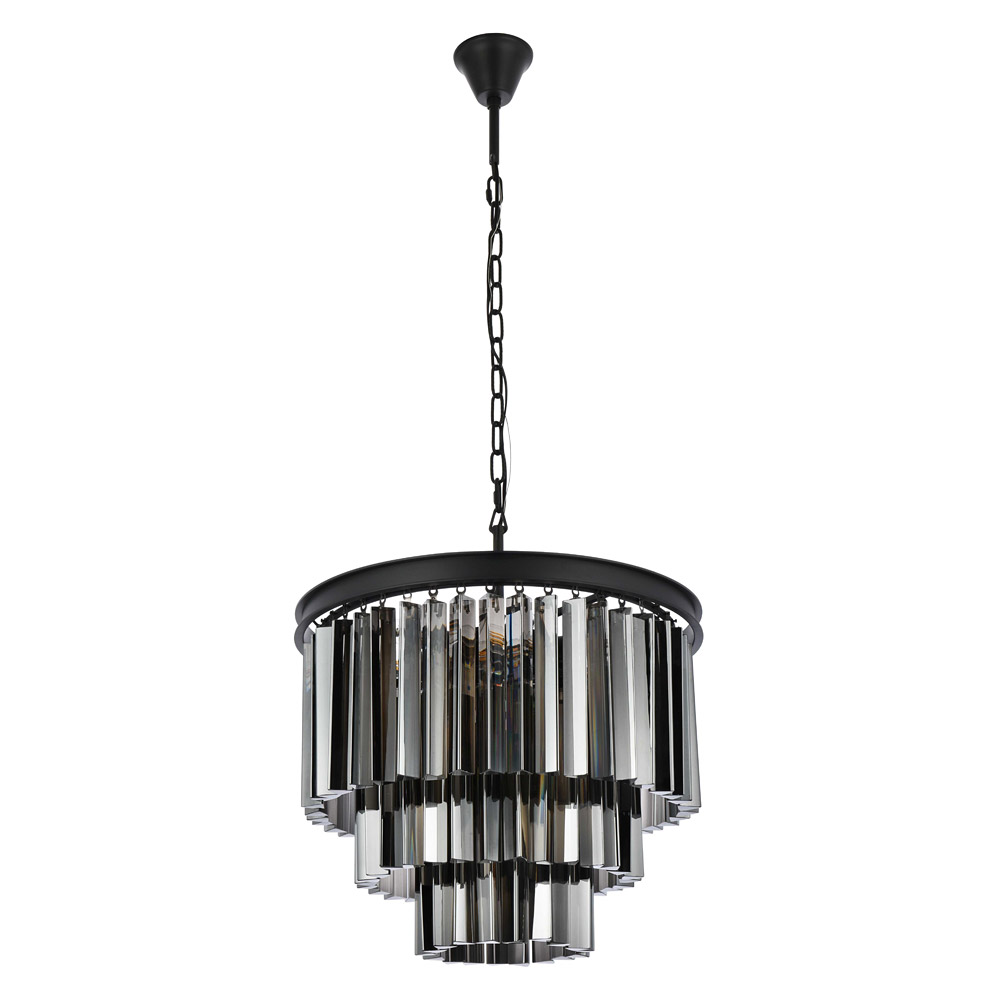 Elegant Urban Classic Sydney Collection Pendant Lamp - Matte Black/Silver, L 20" (1201D20MB-SS-RC)