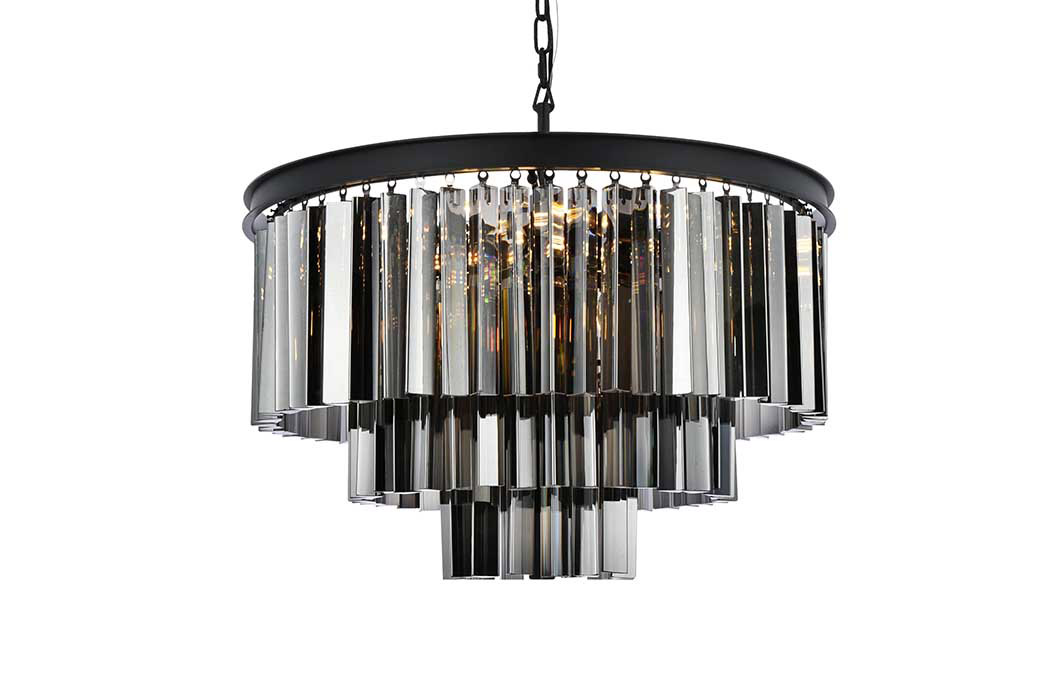 Elegant Urban Classic Sydney Collection Pendant Lamp - Matte Black/Silver, L 26" (1201D26MB-SS-RC)