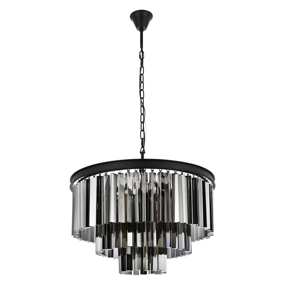 Elegant Urban Classic Sydney Collection Pendant Lamp - Matte Black/Silver, L 26" (1201D26MB-SS-RC)